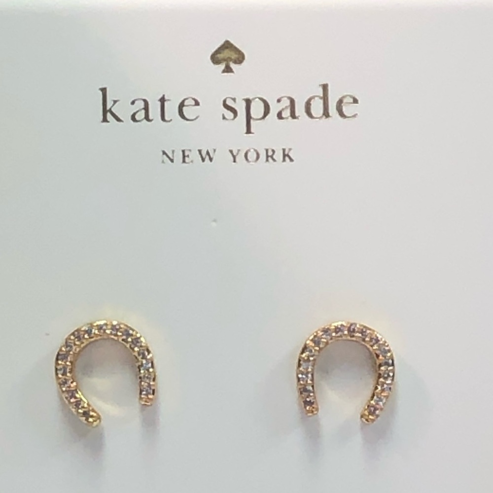 NEW KATE SPADE ♠️ WILD ONES HORSESHOE PAVE STUDS - Picture 6 of 10